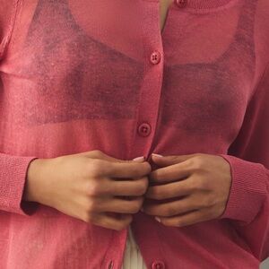 Anthropologie Maeve Sheer Pink Cardigan Sweater